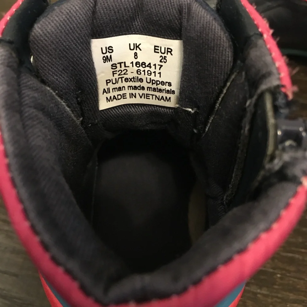 Sperry toddler girl Navy, Teal & Coral Cold Weather Duck Boots. Size- 9M